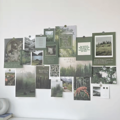 Inspire Picks Nordic Retro Photo Card Wall Stickers Aesthetic Postcard Collage Decor For Bedroom 14