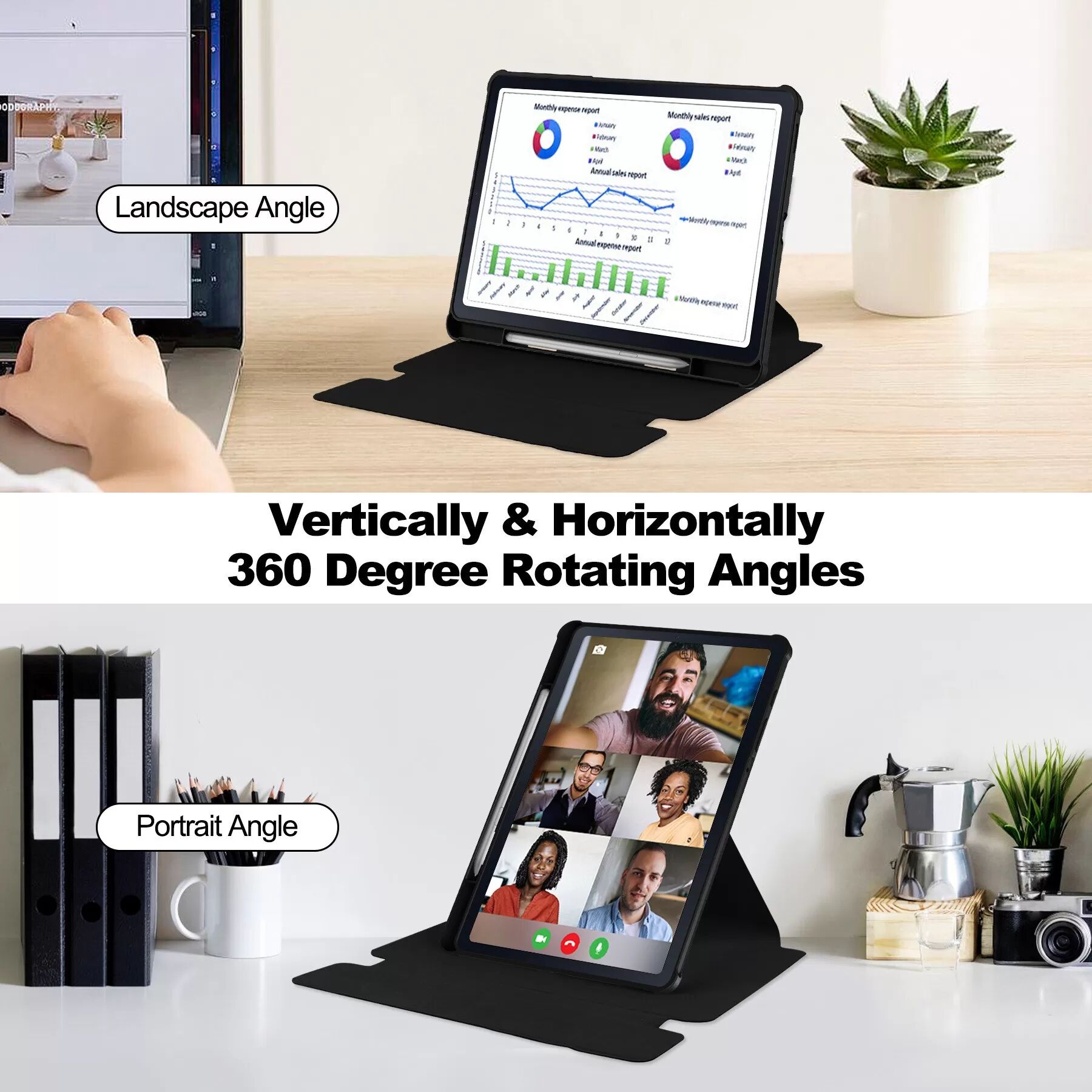 INF Étui avec Clavier Bluetooth Rotatif à 360° pour compatible with Samsung Tab S9 Plus 12.4" - Noir