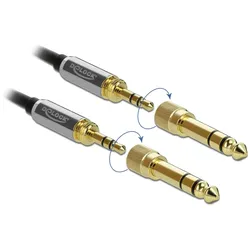 Delock Klinkenkabel 3,5 mm 3 Pin Stecker zu Stecker mit Schraubadapter 5 m