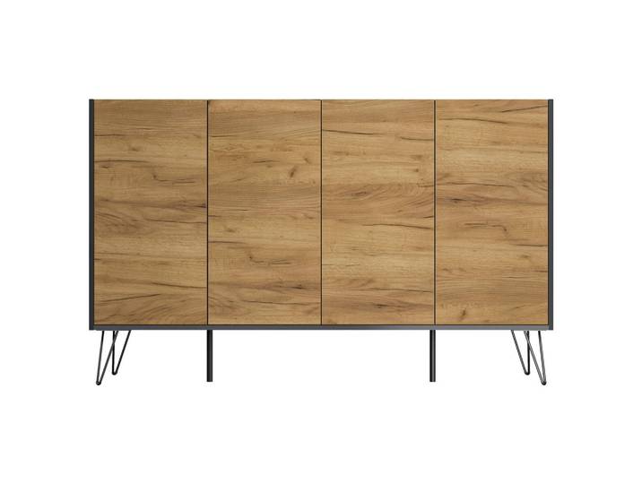 Mid.you Sideboard Posseik Industrial, Graphit, Eiche, Metall, 155x93.6x42 cm, stehend, Wohnzimmer, Kommoden & Sideboards, Sideboards