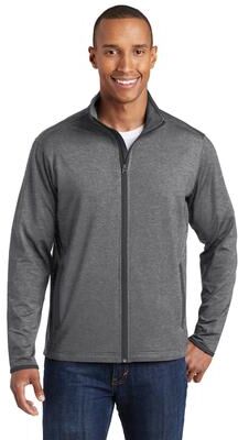 Sport-Tek ST853 Sport-Wick Stretch Contrast Full-Zip Jacket in Charcoal Grey Heather/Charcoal size Small   Polyester/Spandex Blend