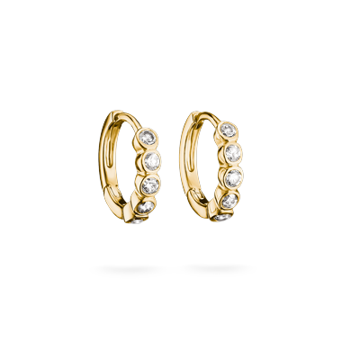 Paar Creolen THOMAS SABO "gelbgoldfarben mit Zirkonia", gold (gelbgoldfarben, weiß, weiß), Ohrringe, Damen, Metall, mit Zirkonia (synth.)