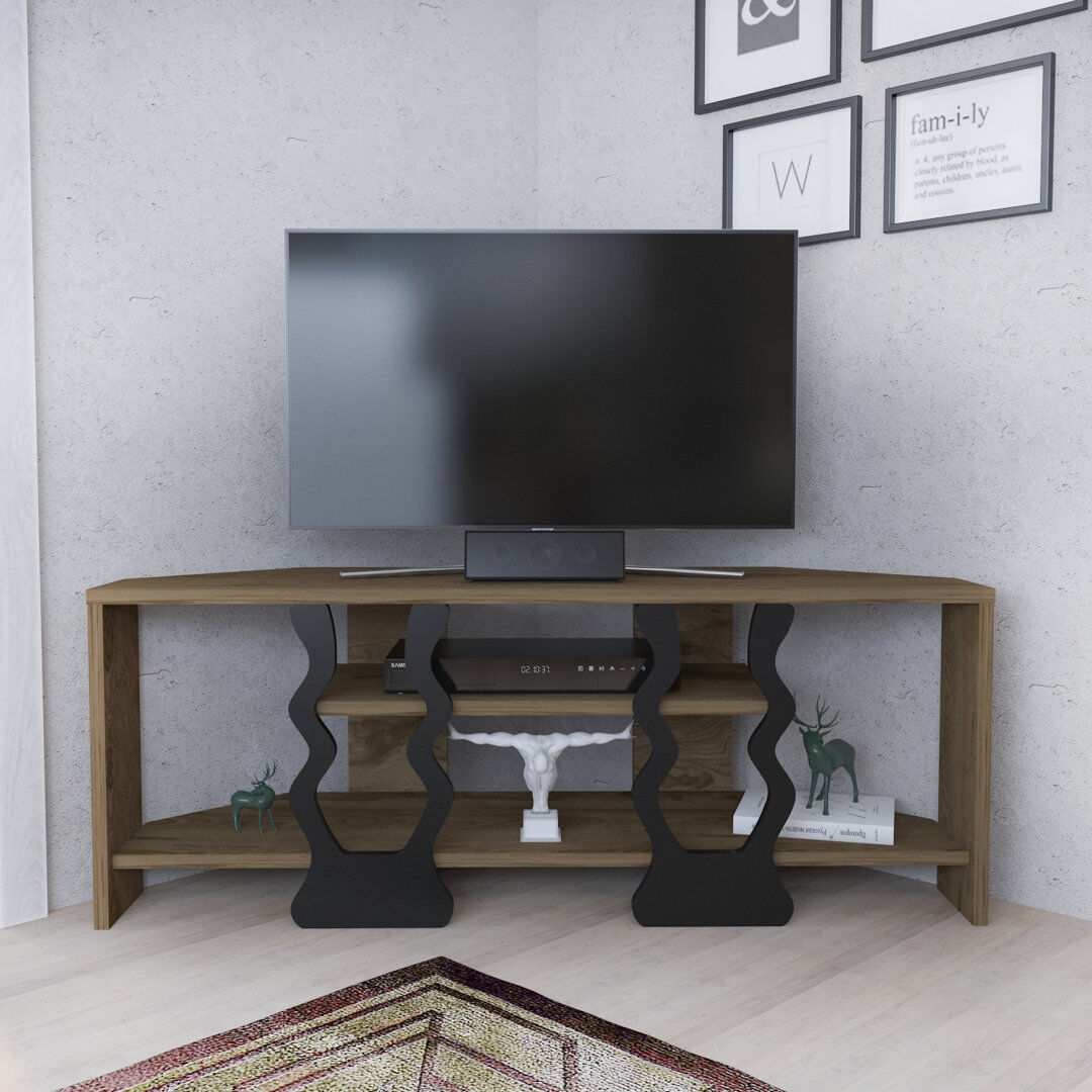 Wade Logan Sigel Corner TV Stand for TVs up to 50" Oud Oak & Black 50"
