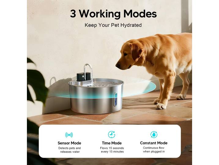 Fontaine à eau pour chat à induction rechargeable, bol en acier inoxydable de grande capacité 7L, distributeur d'eau sans fil pour chats