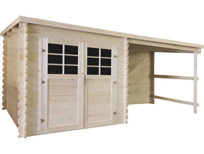 Abri de jardin en bois avec auvent Montval - 14 m² - 28 mm