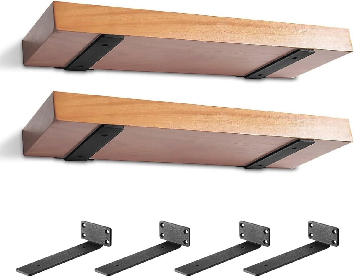 Set van 4 zware onzichtbare plankbeugels van 8 inch voor wandplanken