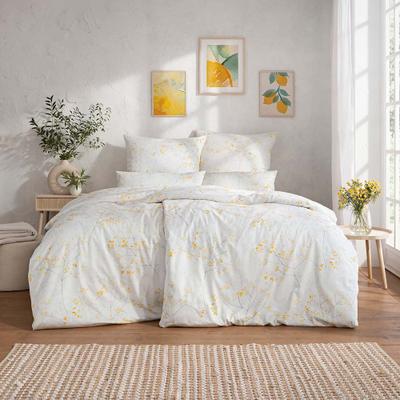 Bettwäsche ESTELLA "Svenja", gelb, B/L: 135cm x 200cm, 1 Stk., 2 Stk., Mako-Satin, B/L: 80cm x 80cm & 40cm x 80cm, 3 Stk., Mako-Satin, Obermaterial: 100% Baumwolle, Bettwäsche, Bettwäsche
