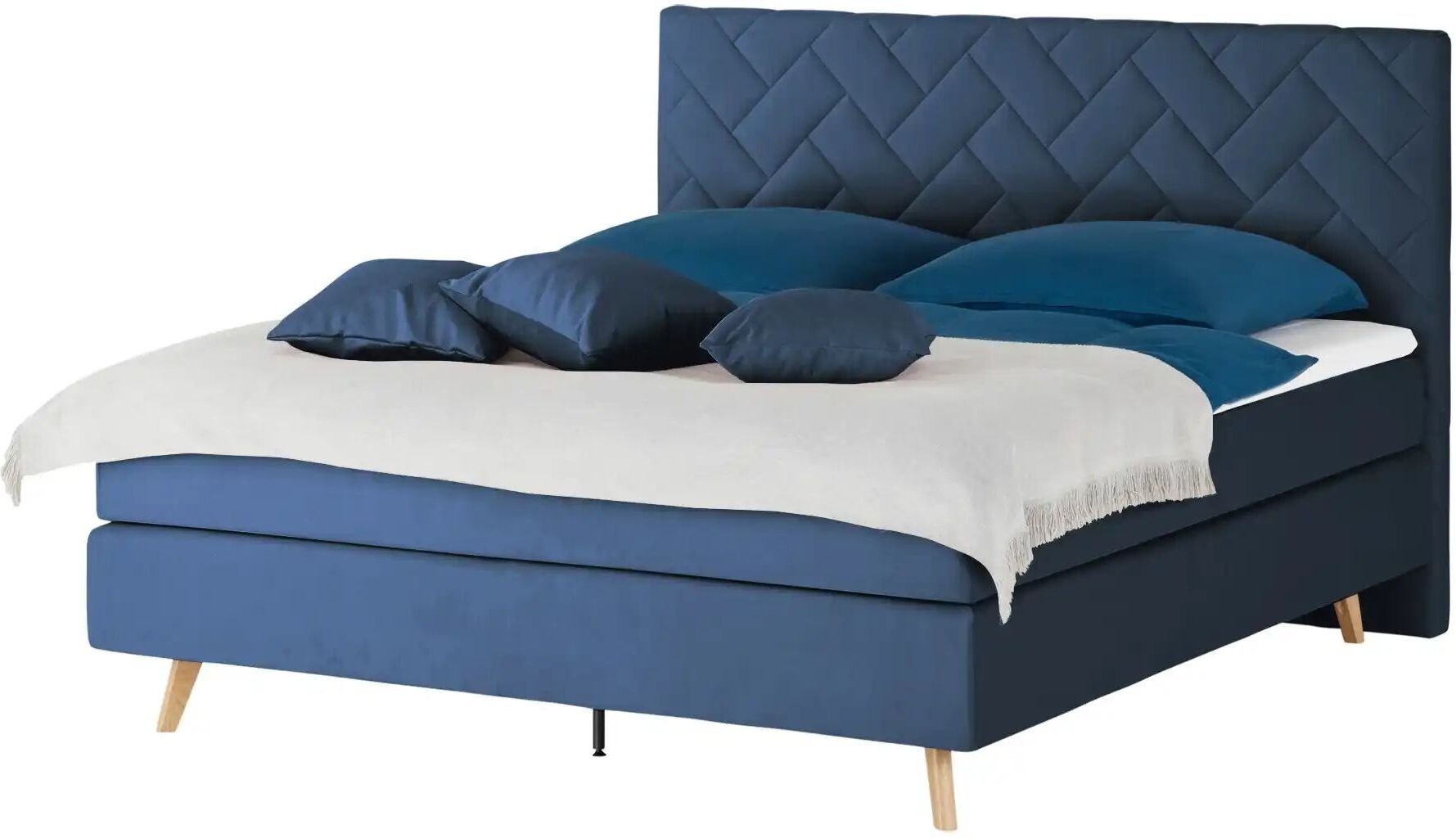 Höffner Boxspringbett  Weave ¦ blau ¦ Maße (cm): B: 180 H: 122