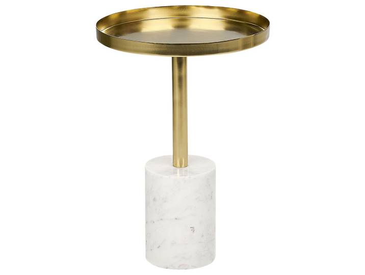 BEISTELLTISCH Metall/Marmor gold/weiß rund 36 cm Camelo