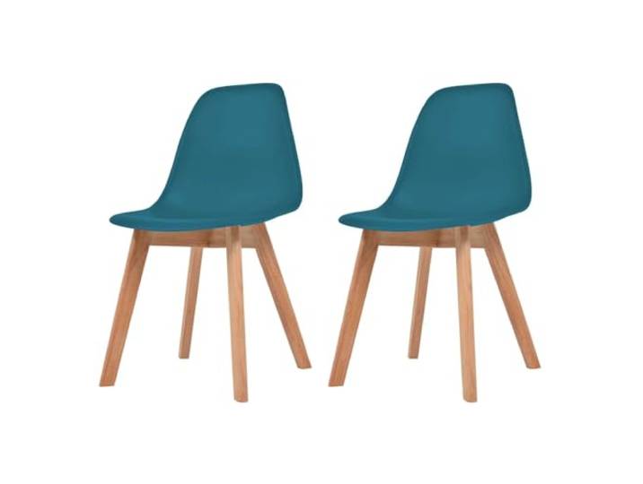 KGHFDVB Esszimmerstühle 2 STK. Türkis Kunststoff mit Massivholzbeinen Moderne geschwungene Form, pflegeleichte Oberfläche, ergonomischer Sitzkomfort, stabile Holzkonstruktion