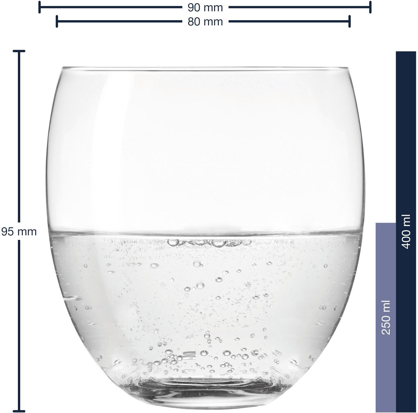 Glas LEONARDO "Cheers 400ml", transparent, B:9cm H:9,5cm Ø:8cm, Kristallglas, Trinkgefässe, Glas transparent Ø 8cm x 9,5cm, 400ml, 6 Stk.