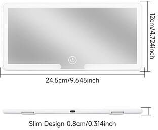 Uplifted Goods Car Interior LED Makeup Mirror Sun Visor Plate Rechargeable Thin Vanity Mirror white