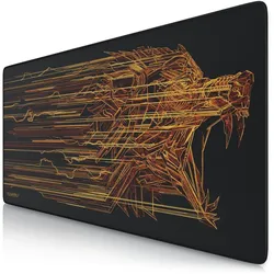Titanwolf Gaming Mauspad XXL, glattes Stoffgewebe, Speed Mousepad 900 x 400mm große Fläche, Wolfsmotiv orange