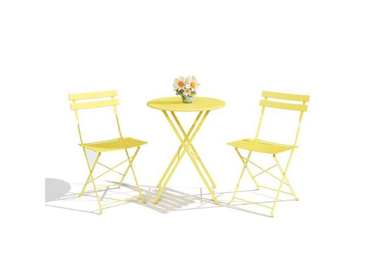 Set Bistrot 2 Chaises et Table Pliante Vert - Mobilier Jardin Balcon Compact