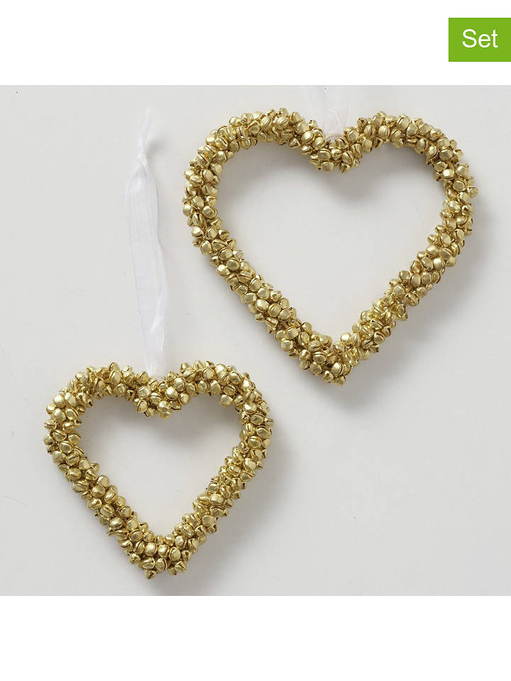 Boltze 2er-Set: Dekoanhänger "Glöckchen" in Gold - onesize