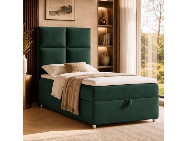 Best For Home Trinity K2 Boxspringbett Single Bonellfederkern Boxspringbett mit Matratze und Topper Boxspringbett 90x200 mit Bettkasten Einzelbett Polsterbett - Lieferung an die Bordsteinkante