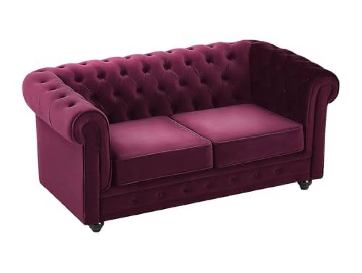 Vente-unique Sofa 2-Sitzer - Samt - Purpur - Chesterfield Mythische Chesterfield-Form Abnehmbarer Sitzbezug