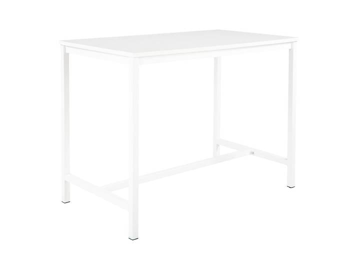 Table haute 110 cm polyvalente Budget 140 x 80 cm - Blanc pieds métal Blanc