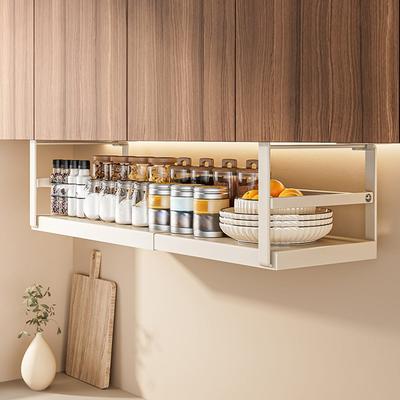 Garvee "Expandable Under Cabinet Shelf Hanging Shelf Storage Basket Organizer Storage Shelf 8.66"" Deep 10.62""-17.71"" Long"