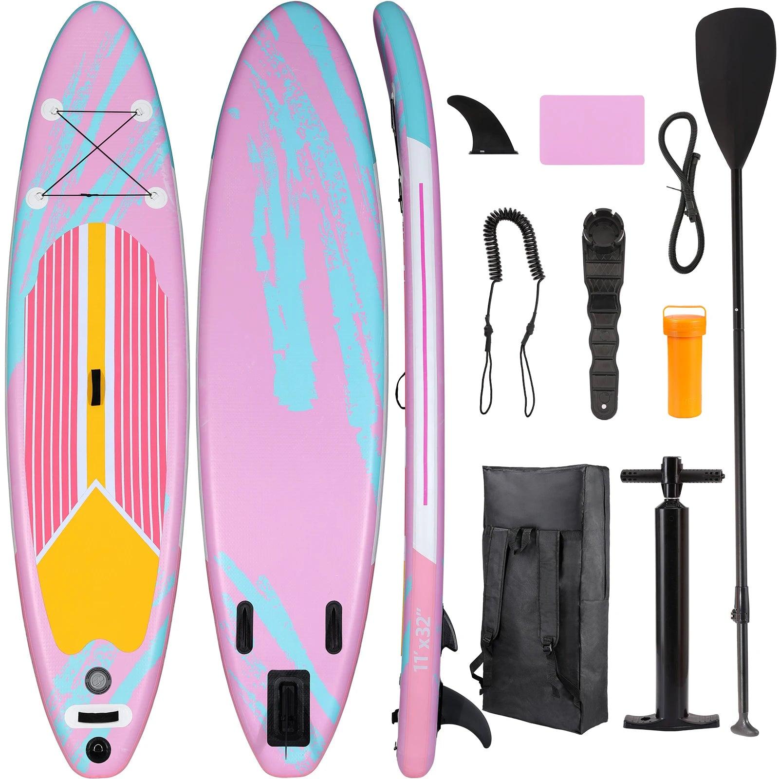 Aufblasbares Stand-Up-Paddle-Board - 305 cm - Rutschfeste EVA-Auflage - Paddel und Tasche - Rosa