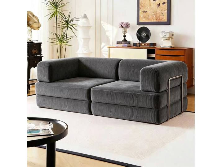 Canapé d'angle minimaliste de luxe sans structure, canapé deux places moderne pour salon, canapé compressé confortable pour hôtel, mobilier de salon
