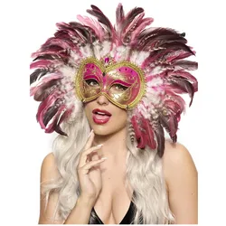 Metamorph Paradiesvogel Federmaske pink