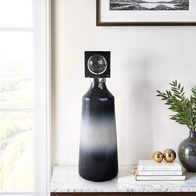 Sagebrook Home Glass Metal Decorative Vase with Contemporary Single Modern Accents