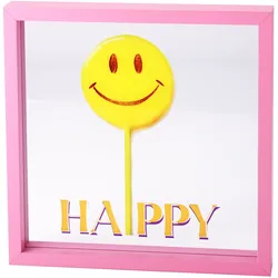 Love Frames Glasbild Motiv Happy rosa 30x30x4cm