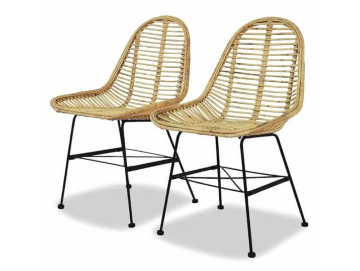 KTHLBRH Esszimmerstühle 2 Pack Natur Rattan mit Schmiedeeisen Beinen Kolonialstil, ergonomischer Sitz, Schmiedeeisenbeine, max. 110 kg, einfache Montage