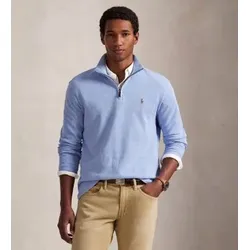 Polo Ralph Lauren für Herren. 710P07411001 Estate-Rib Pullover mit kurzem Reißverschluss blau (XXL), Lässig, Baumwolle, Klassisch