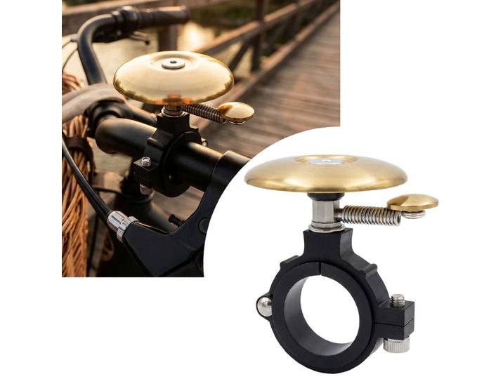 Flache Veloglocke aus Kupfer, extra laut, gold, Ø 4,8 cm