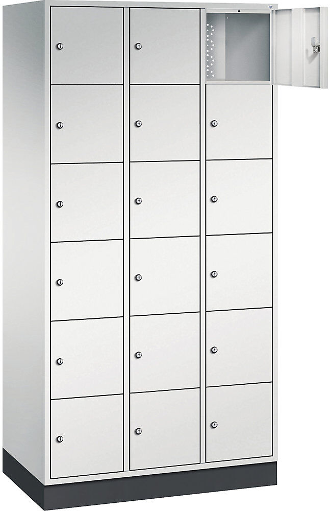 6er-Schließfachschrank Intro, 3 Abteile, Korpus lichtgrau, Türen lichtgrau C+P