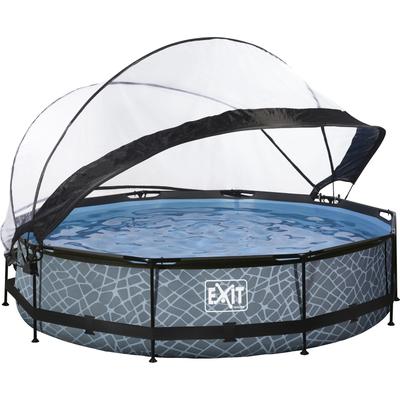 Framepool EXIT "inkl. multifunktionaler Abdeckung", grau, H:76cm Ø:360cm, Schwimmbecken, ØxH: 360x76 cm, mit Filterpumpe & Filterkartusche