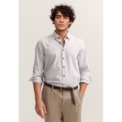 Streifenhemd BUGATTI "Button-Down-Kragen", Herren, Gr. L, Normalgrößen, 70, braun, Canvas, 100% Baumwolle, gestreift, normal, Hemden, im Streifen-Design