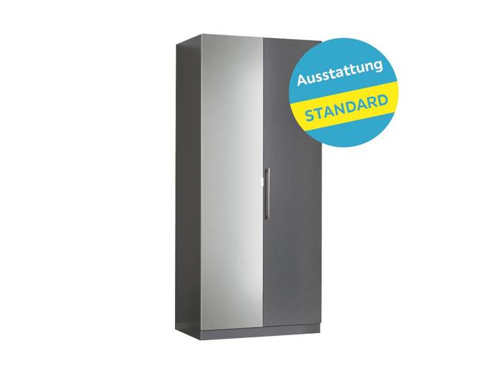 Drehtürenschrank mit Spiegel 91,1cm Unit Anthrazit