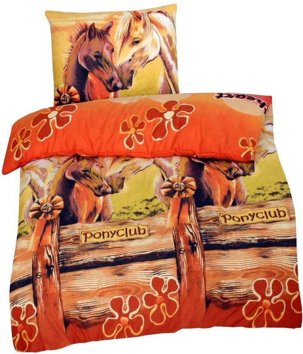 Kids Trend Ponyclub Dekbedovertrek voor kinderen - Eenpersoons - Oranje - 140 x 200 cm