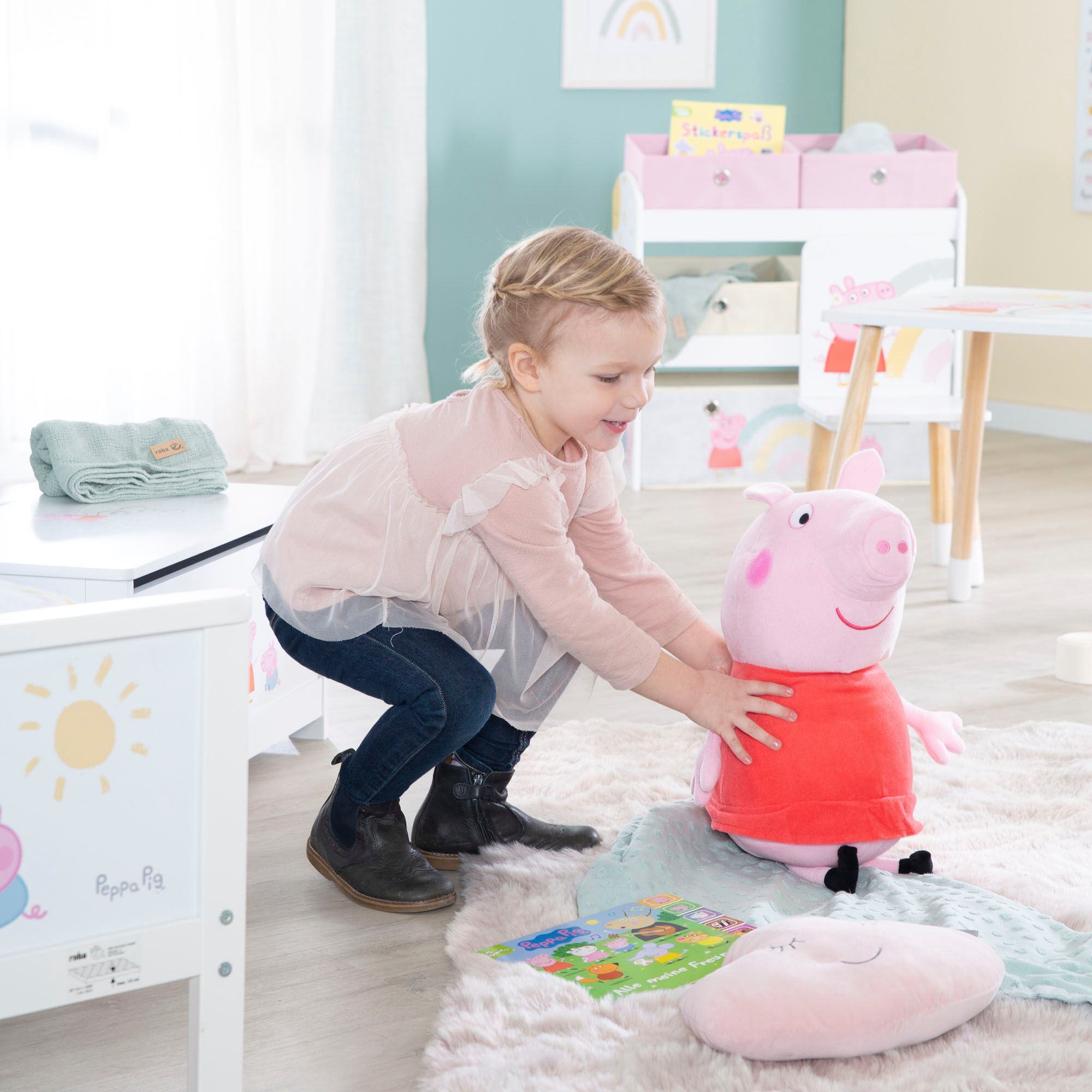 Messlatte ROBA "Peppa Pig", weiß, B:14,5cm H:90cm T:1,2cm, MDF, Messlatten, Messlatte, mit Peppa Pig Motiv, Skala bis 150 cm