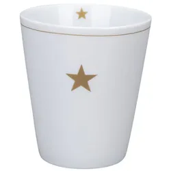 Krasilnikoff Happy Mug Star aus Porzellan, Ø8,7 x H10cm, weiss