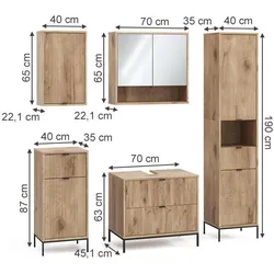 Vicco, Badmöbelset, Badmöbel-Set Eliza, Viking Oak, 5 Teile