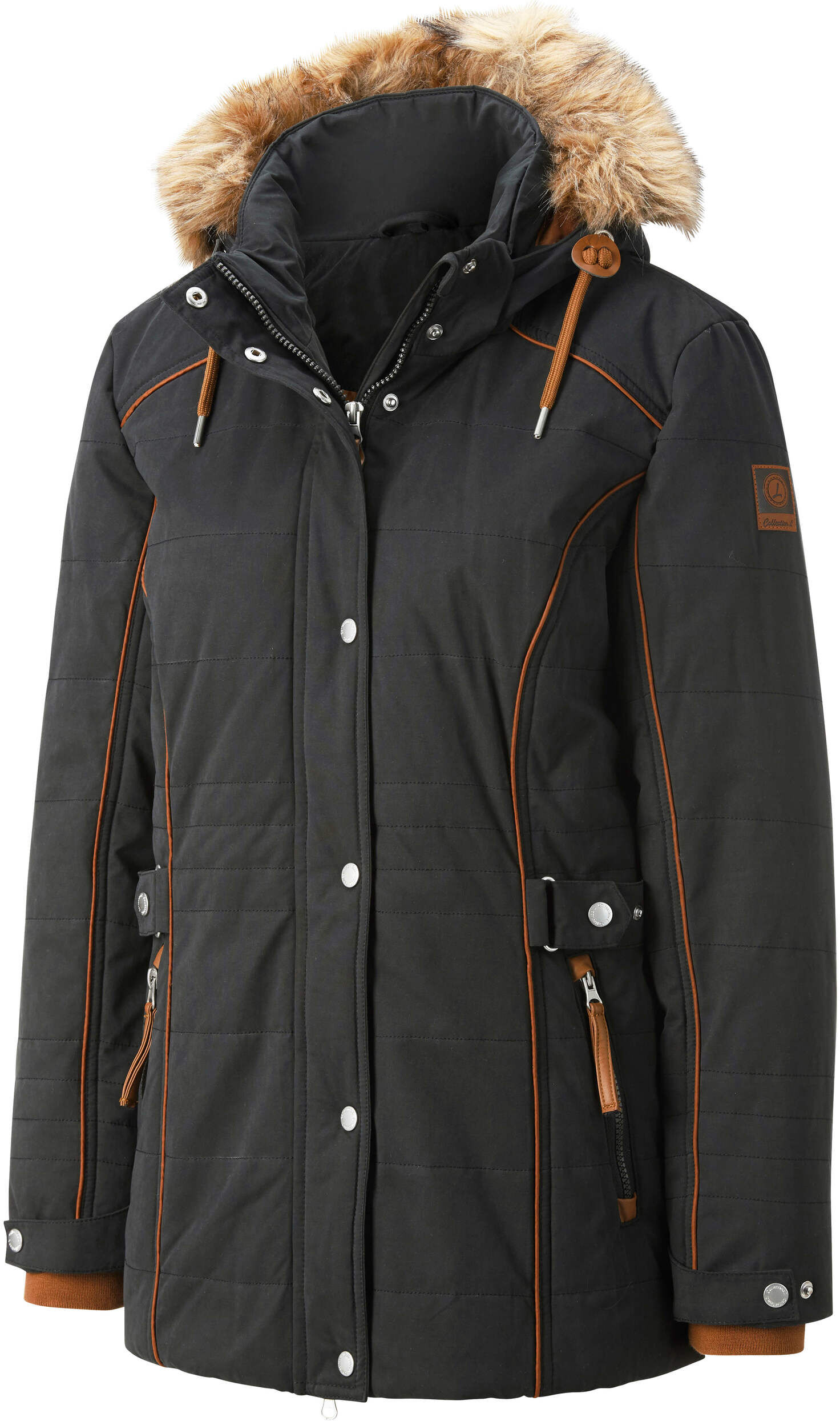 Steppjacke WITT "Jacke Steppjacke mit Pelz-Imitat, abknöpfbar", Damen, Gr. 22, schwarz, Sportlich, Jacken Steppjacke