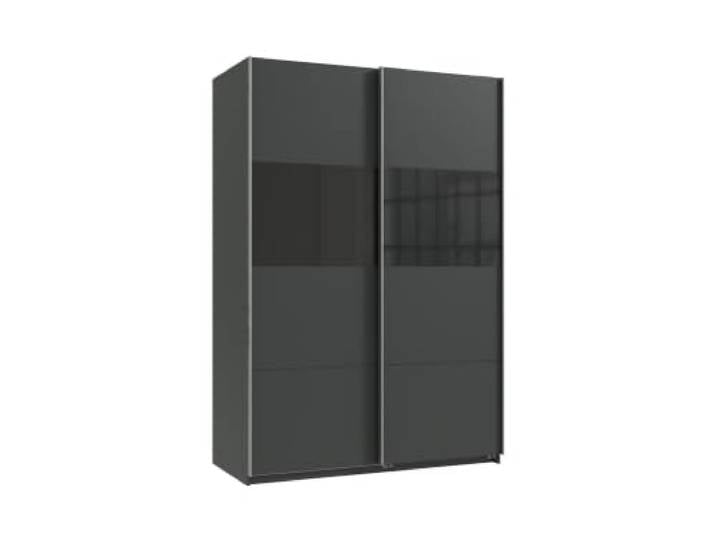 Kleiderschrank Bramfeld Grafit mit Glas Schwarz Schwebetürenschrank 135cm Breite