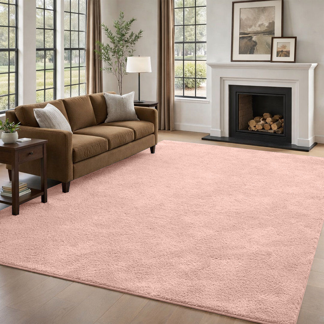 East Urban Home Soft Touch Fluffy Area Rug for Living Room & Bedroom Light Pink 160 cm x 230 cm