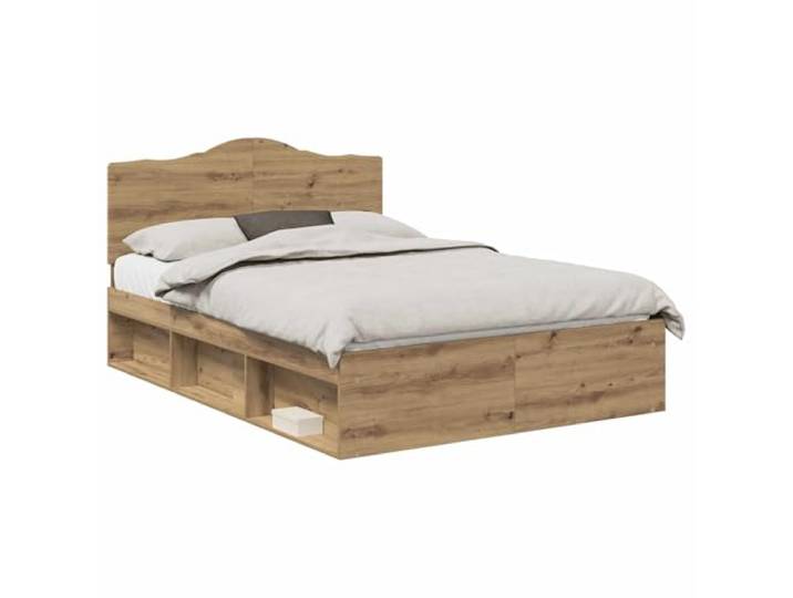 HMDNGOUT Bettgestell Holzwerkstoff 140x190 cm mit Kiefernholz-Kopfteil und Lattenrost, modernes Bettrahmen für Schlafzimmer