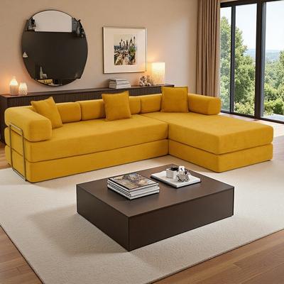 "108"" Boneless Cloud L-Shape Modular Sectional Sofa with Chaise, Deep Seat, Fold-Out Bed, and Removable Backrest"