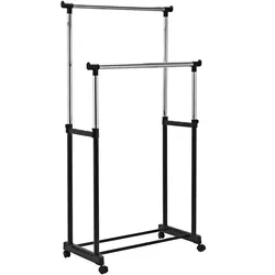 Helloshop26 - Garderobenständer auf Rollen höhenverstellbar 84 x 43 x 168 cm platzsparend praktisch modernes Design 20_0019371