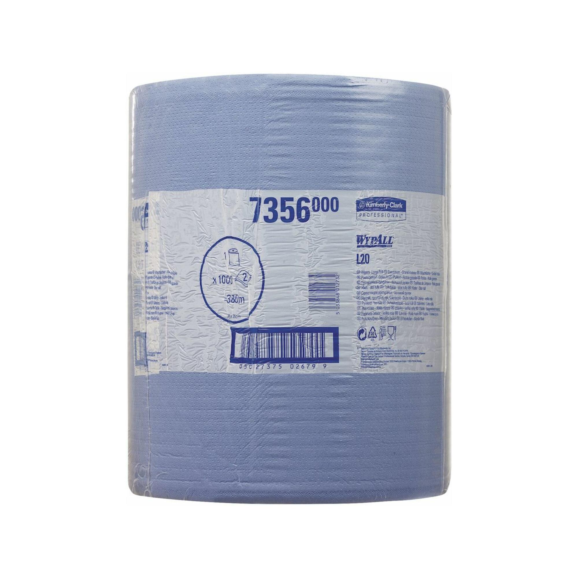 Putztuch WYPALL L20 7356 L380xB350ca.mm 2-lagig blau 1 Rl.x 1000 Tü. ; Kimberly-Clark)