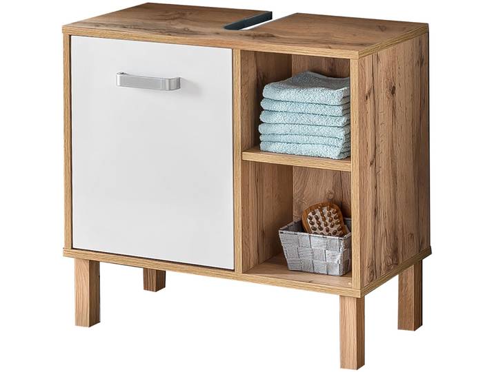 Waschbeckenunterschrank Mable eiche landhaus Holzwerkstoff B 65.3 cm T 33.1 cm H 63.3 cm - Waschbeckenunterschrank