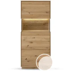 Massivholz »St. Gallen« Highboard I natur geölt / ohne Beleuchtung / Anschlag rechts