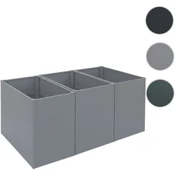 3er-Set Hochbeet HWC-P64, Metallhochbeet Gemüse-/Pflanzbeet Blumenkasten Pflanzkübel Stahl 77x150x100cm ~ grau