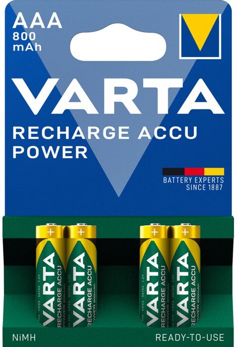 Piles rechargeables Ni-MH Accu Power 4x1,2 V LR3 800 mAh VARTA 56703101404